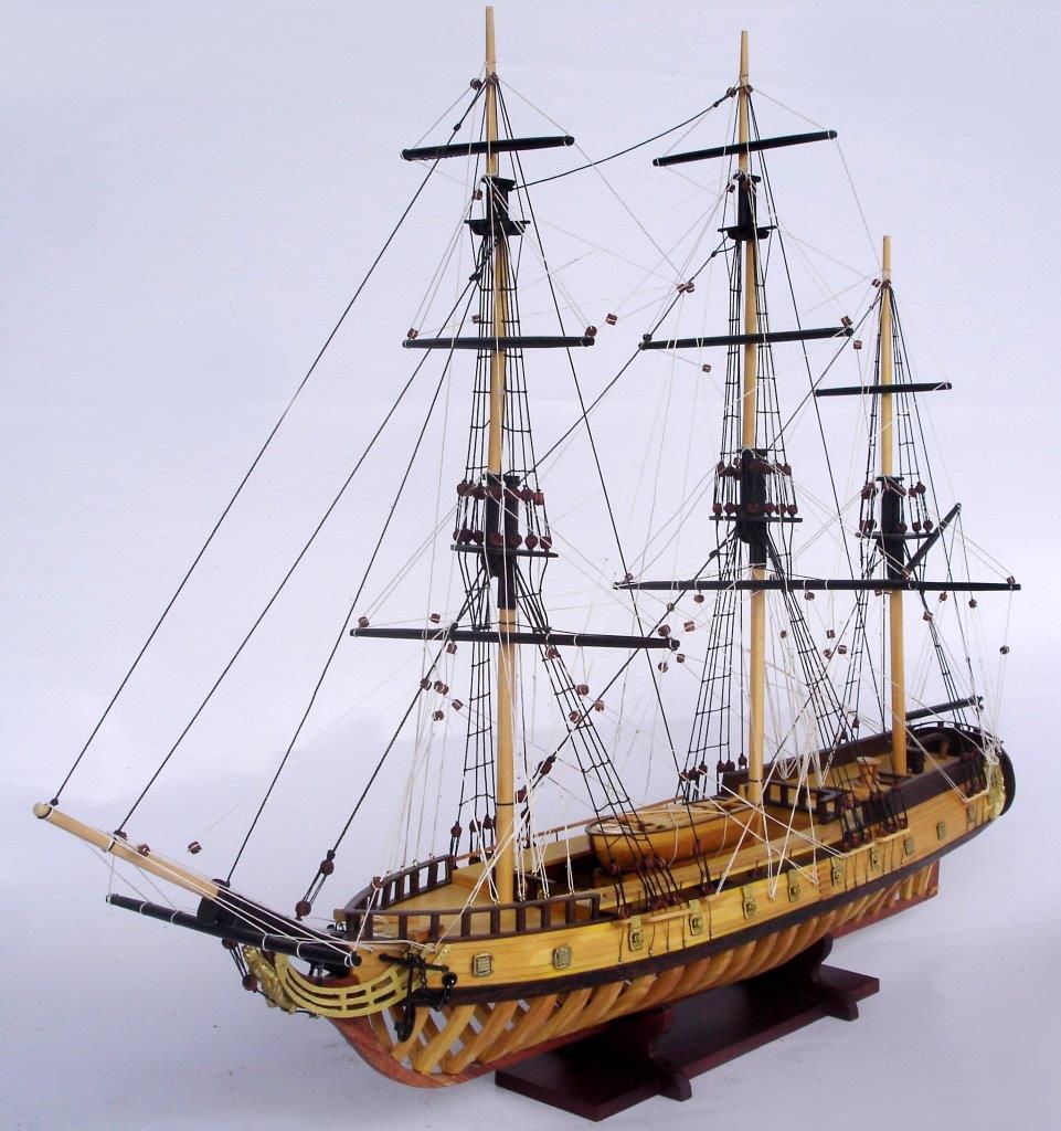 2097-12860-USS-Rattlesnake-Ship-Model-with-Frame-Hull