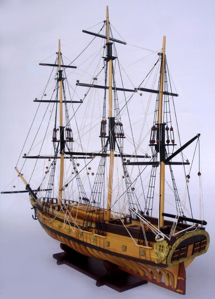 2097-12863-USS-Rattlesnake-Ship-Model-with-Frame-Hull