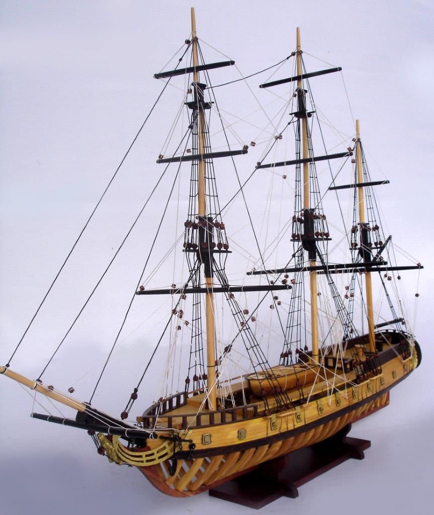 2097-12864-USS-Rattlesnake-Ship-Model-with-Frame-Hull