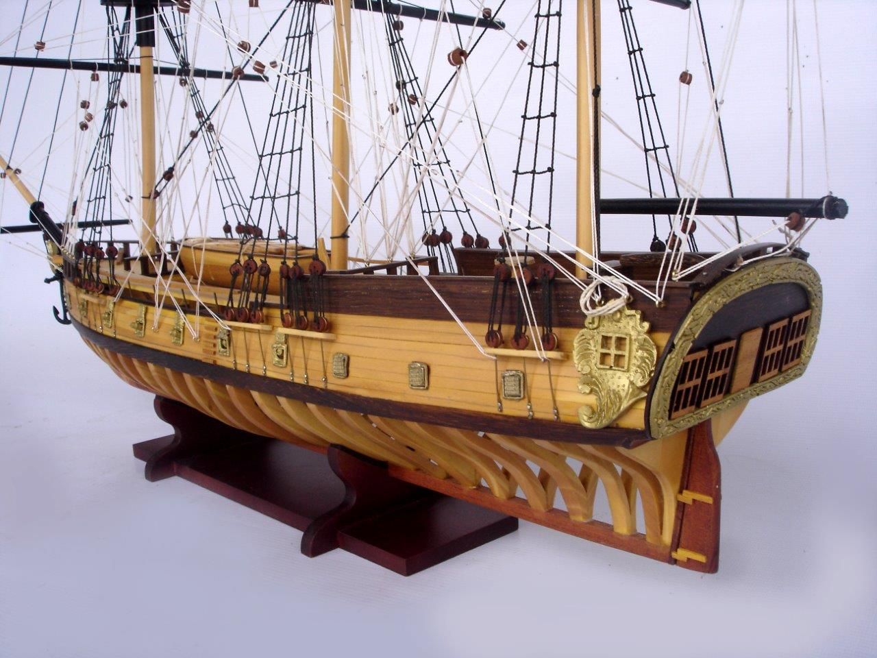 2097-12865-USS-Rattlesnake-Ship-Model-with-Frame-Hull